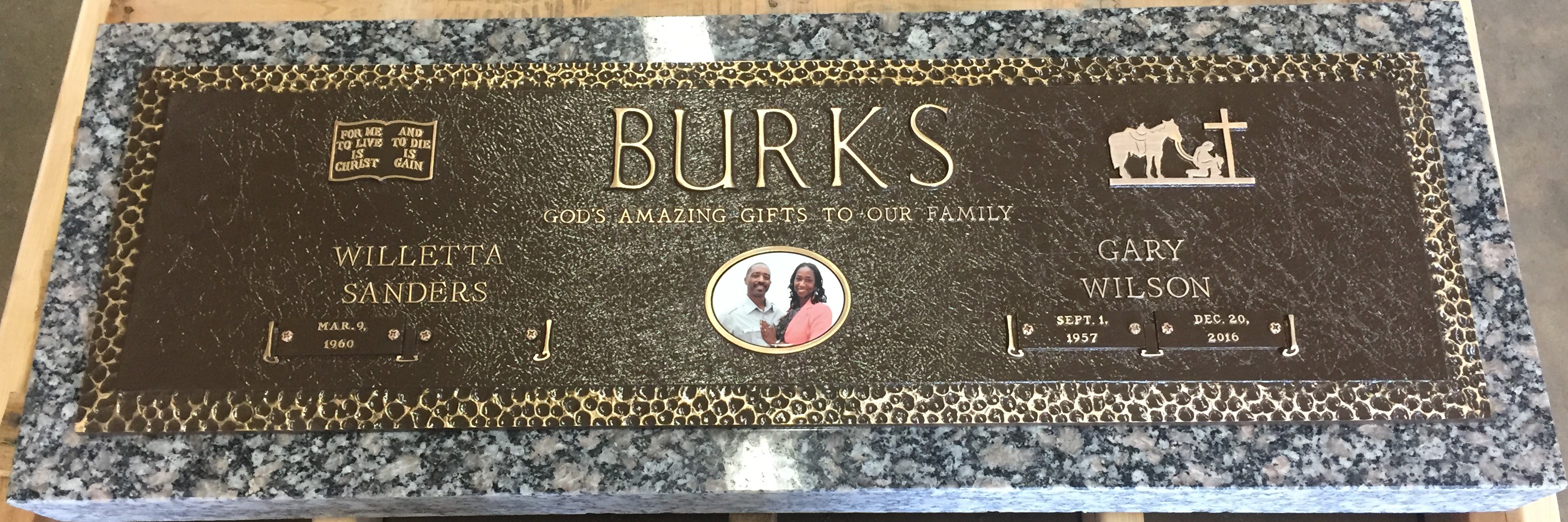 Love Markers lovemarkers Burks bronze companion marker headstone portrait